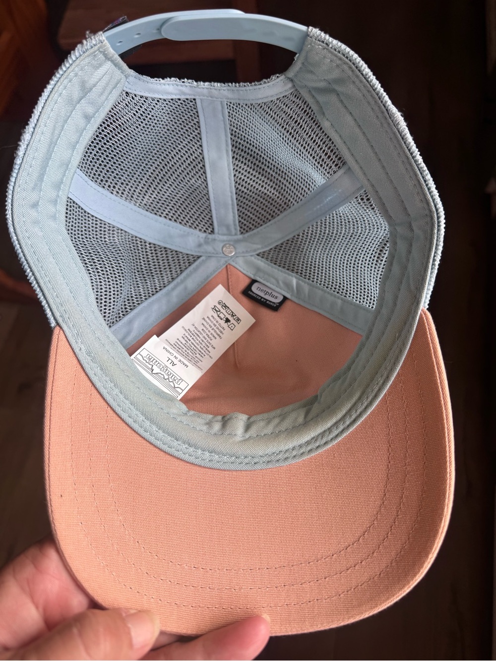 Patagonia Trucker Hat in Pink, Cream & Light Blue - Picture 3 of 3